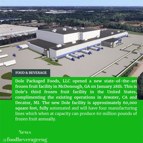 Dole Packaged Foods Opens New Frozen Fruit Facility In McDonough, .